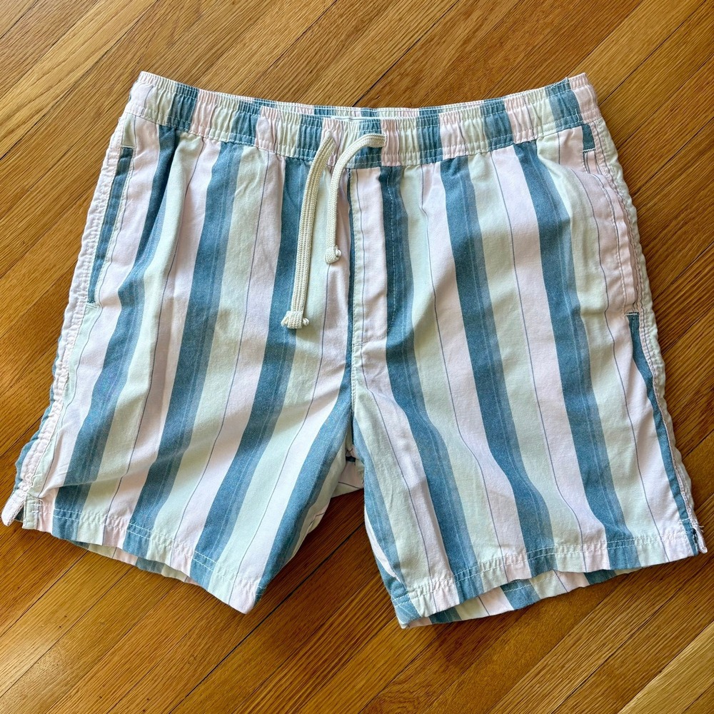 Free Planet cotton blend stripe elastic waist shorts Men's L‎ preppy resortwear